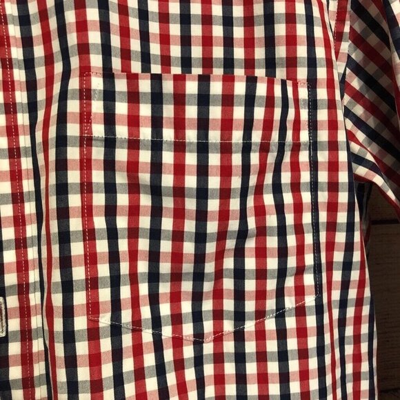 J Crew Men Shirt Mens Button Front Shirt Red Check Cotton 15-15 1/2 - Picture 3 of 5
